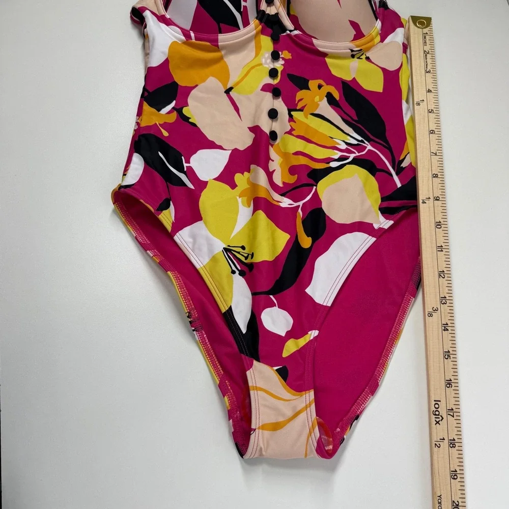 Ted Baker zayly One Piece Swimsuit US size 2/4 floral Button pinup girl 50s NWT
